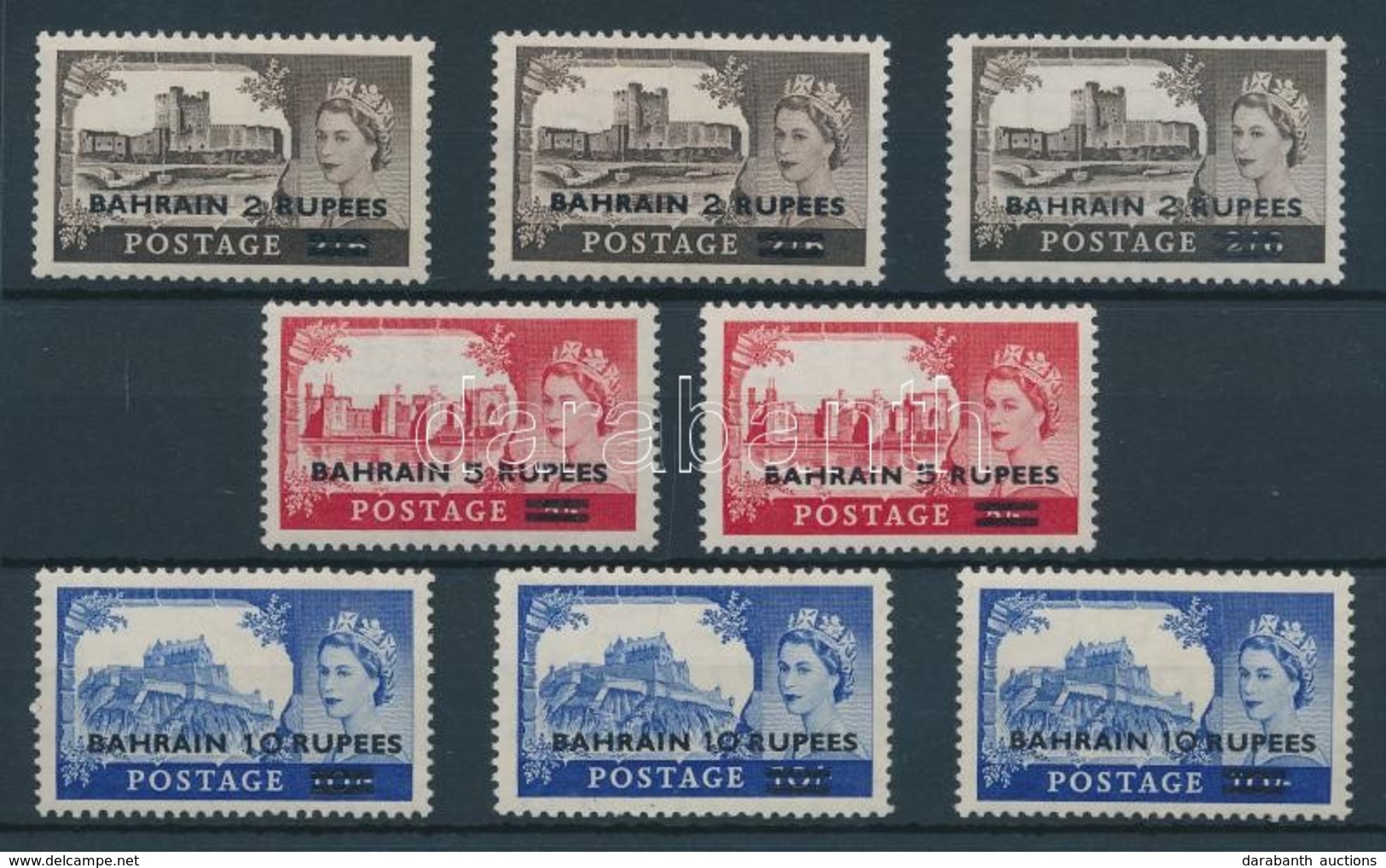 ** 1955 Nagy-Britannia Sor Felülnyomással Mi 96I-III + Mi 97I-II + Mi 98I-II Mi 98 De La Rue - Altri & Non Classificati