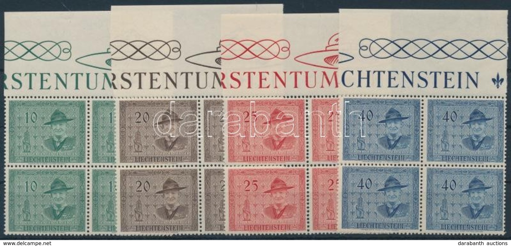 ** 1953 Nemzetközi Cserkész Találkozó Sor ívszéli 4-es Tömbökben Mi 315-318 - Other & Unclassified