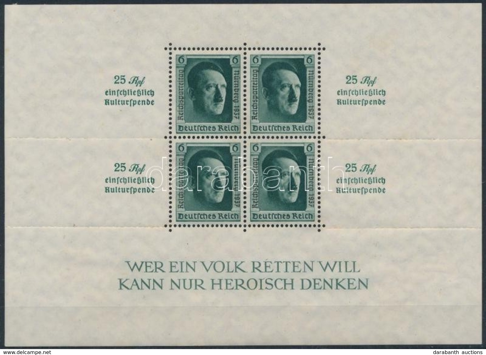 ** 1937 Hitler Blokk Mi 11 Betapadásnyomokkal (egy Helyen Perforáció Bepattanás) (Mi EUR 340,-) - Autres & Non Classés