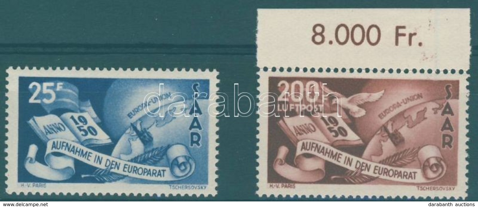 ** 1950 Európa Tanács Sor (közte ívszéli Bélyeg) Mi 297-298 - Other & Unclassified