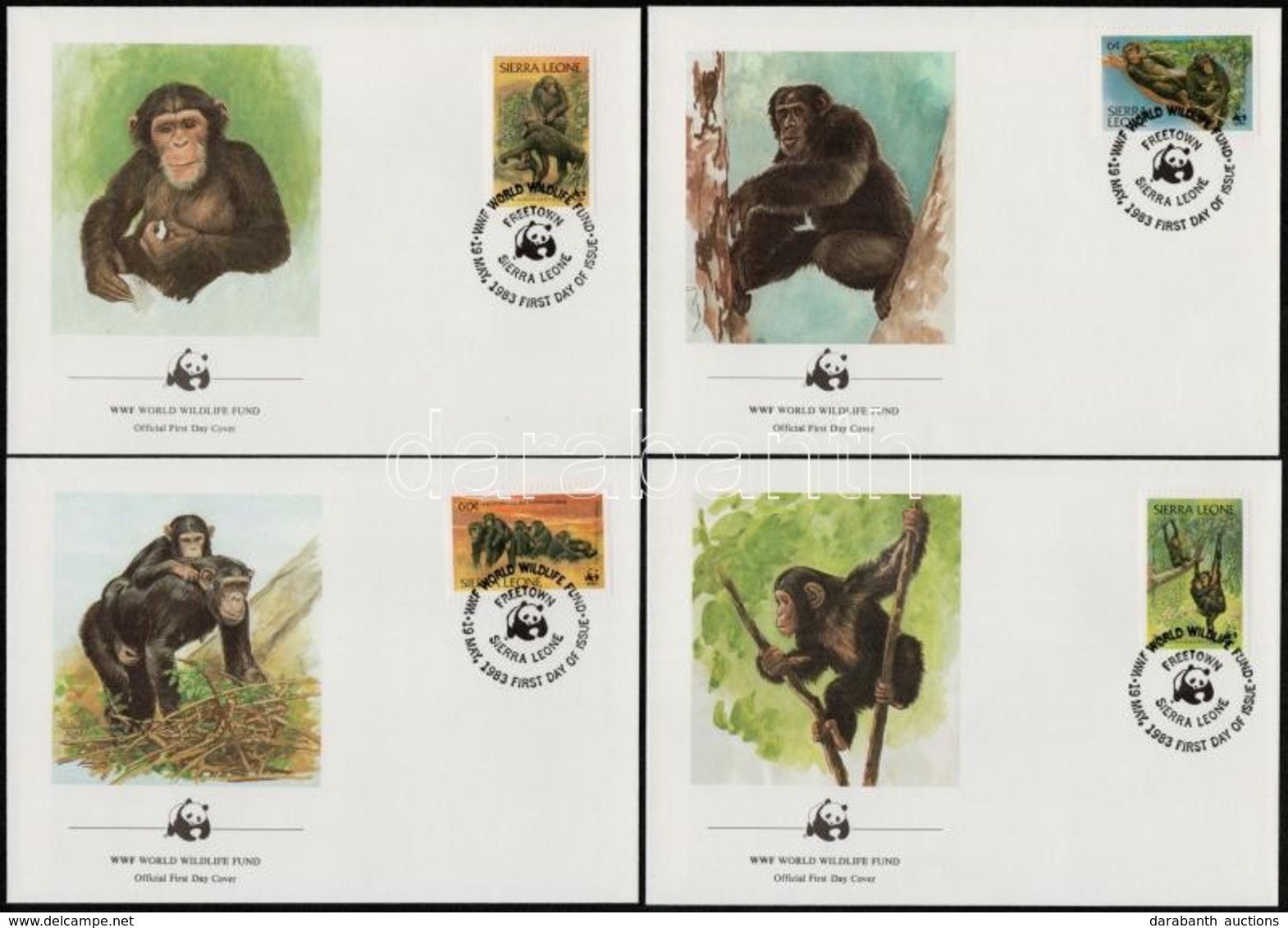 1983 WWF Csimpánzok Sor  4 Db FDC-n Mi 713-716 - Other & Unclassified