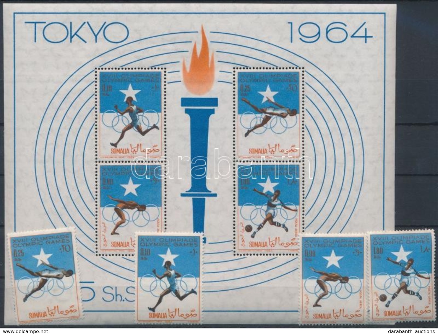 ** 1964 Nyári Olimpia, Tokió Sor Mi 60-63 + Blokk Mi 1 - Autres & Non Classés