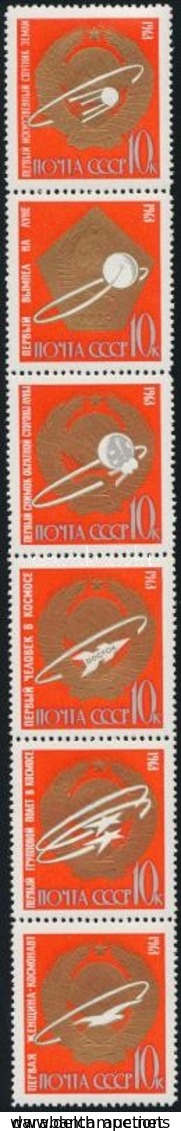 ** 1963 Űrkutatás Sor Hatoscsíkban Mi 2852-2857 - Altri & Non Classificati