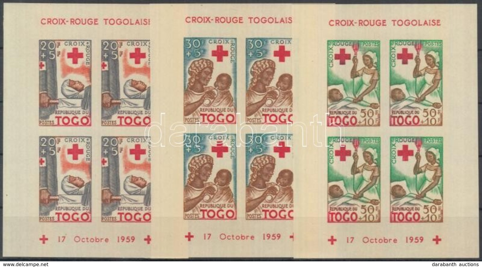 ** 1959 Vöröskereszt Vágott Blokksor Mi 2-4 - Sonstige & Ohne Zuordnung