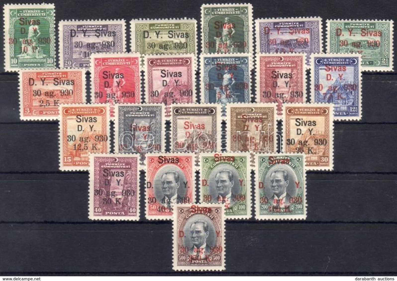 * 1930 Vasút Mi 913-934  (2 Bélyeg 930 Helyett 309 évszámmal Felülnyomva / 2 Stamps With Overprint Errors) - Other & Unclassified