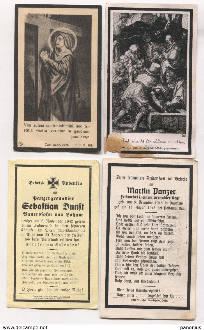 GERMANY WW2 WEHRMACHT - DEATH CARDS SOLDIERS RUSSIAN OSTEN FRONT 4 PIECES!!! - Documents Historiques