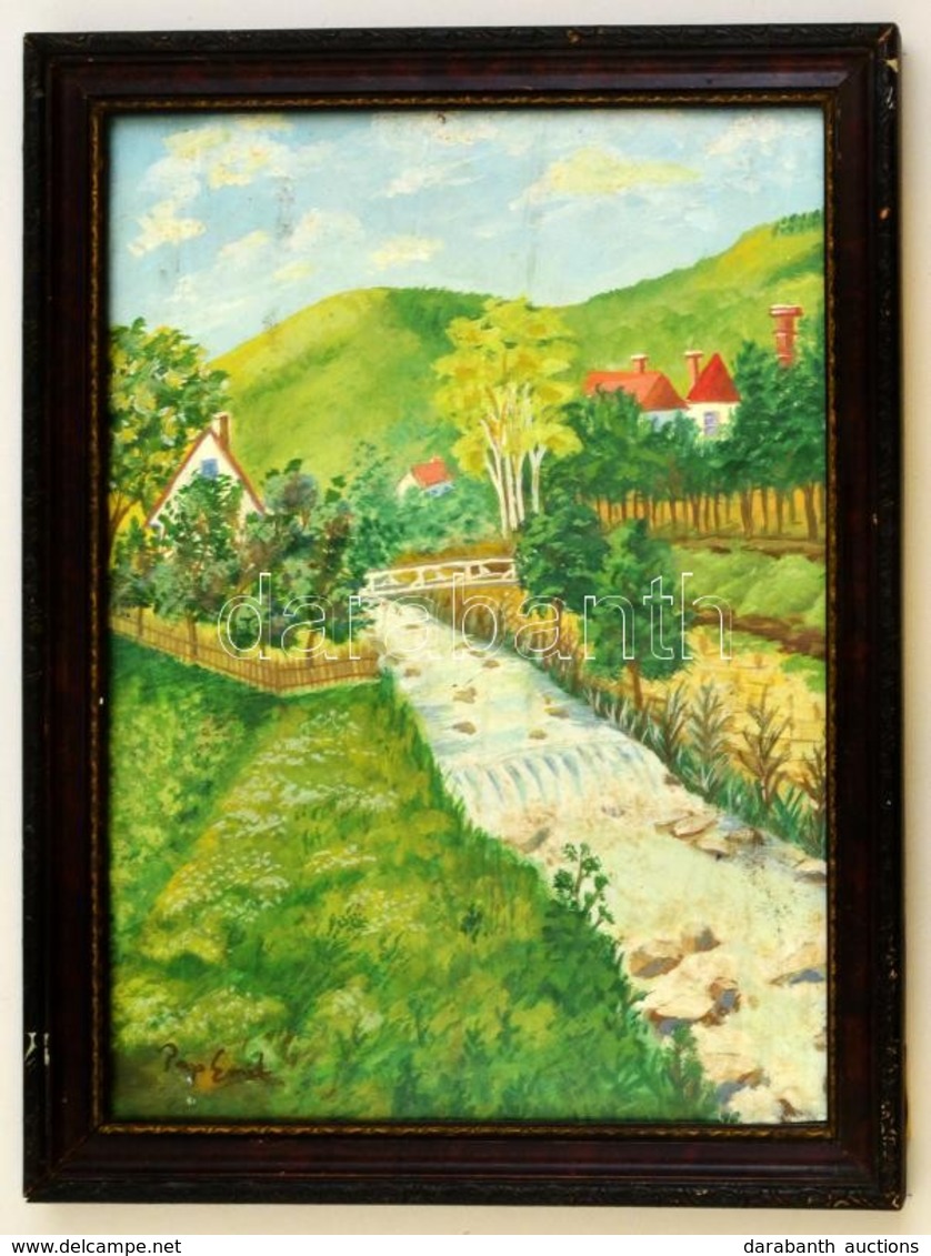 Pap Jelzéssel:  Patak. Akvarell, Papír, üvegezett Keretben, 38×29 Cm - Other & Unclassified