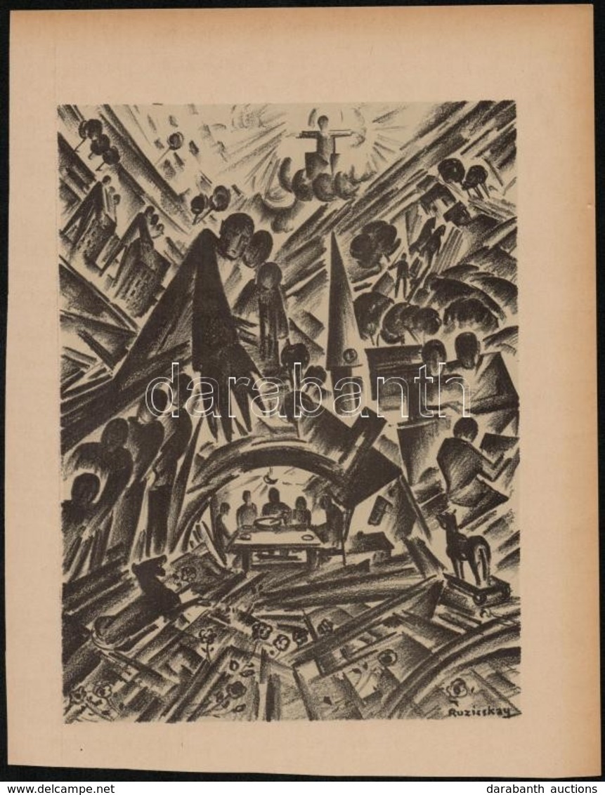 Ruzicskay György (1896-1993): Illusztráció A Szerelemkeresőből. Algrafia, Papír, Jelzett Az Algrafián, 25×19 Cm - Other & Unclassified