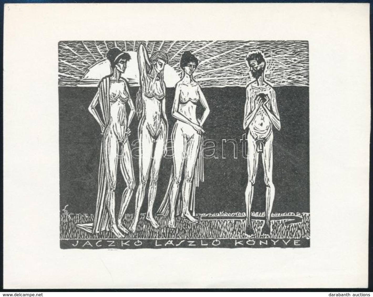 Stettner Béla (1928-1984): Erotikus Ex Libris. Klisé, Papír, Jelzett A Klisén, 8×9,5 Cm - Other & Unclassified