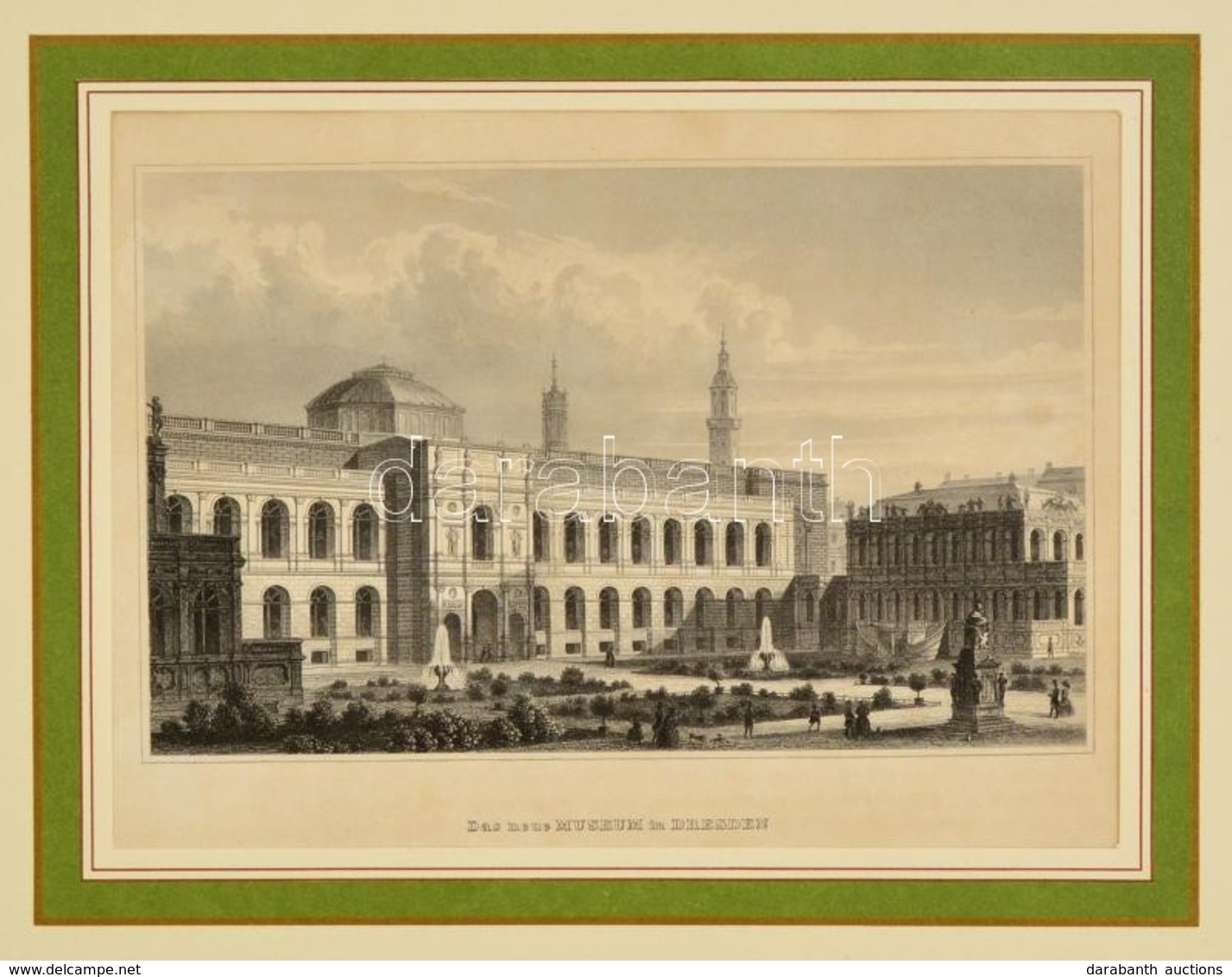 Cca 1850 Das Neue Museum In Dresden, Acélmetszet, 11×17 Cm - Prints & Engravings