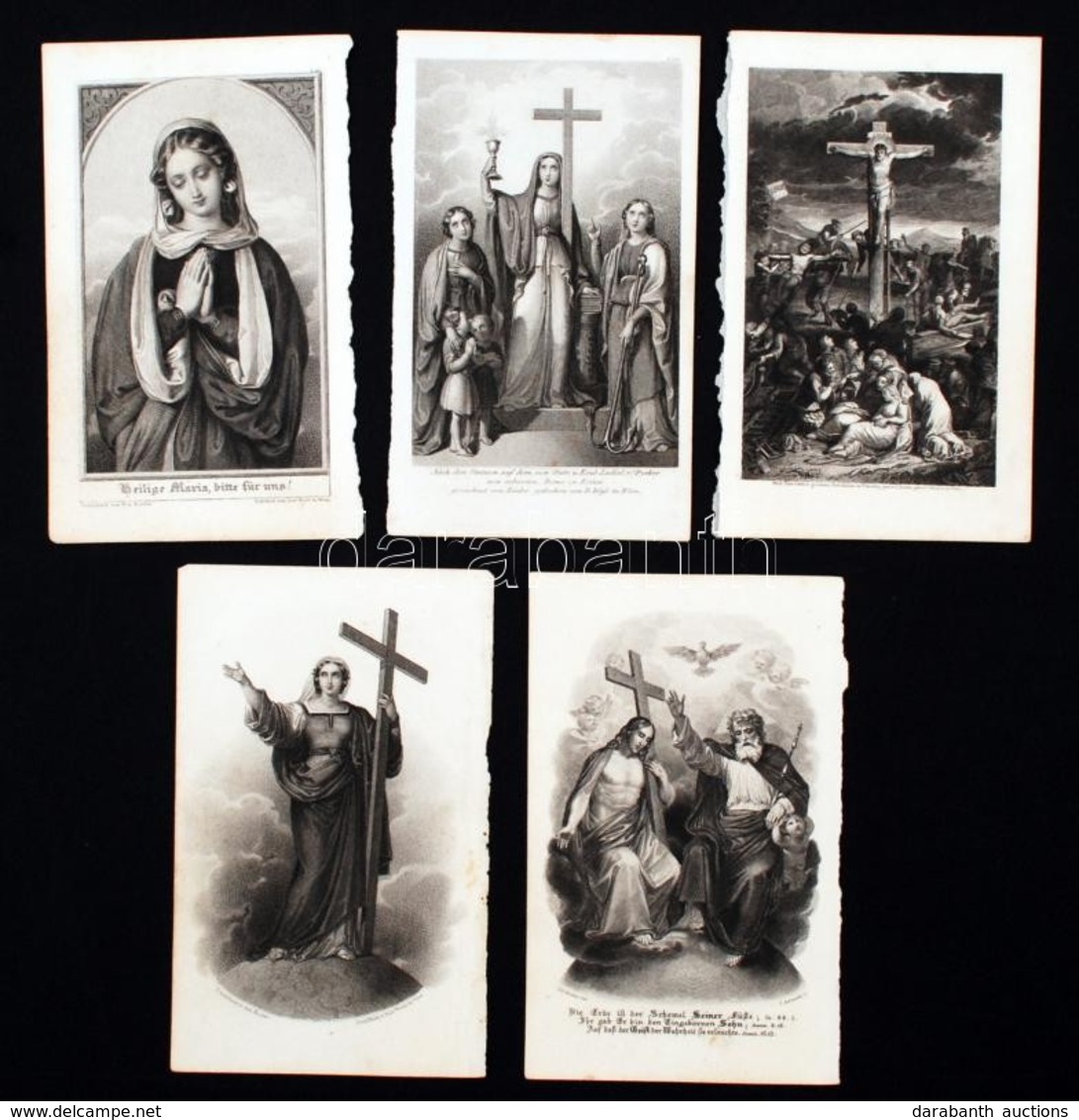 Litográfiák: Szent Képek, Bibliai Jelenetek, 5db, 14,5xc9cm - Stiche & Gravuren