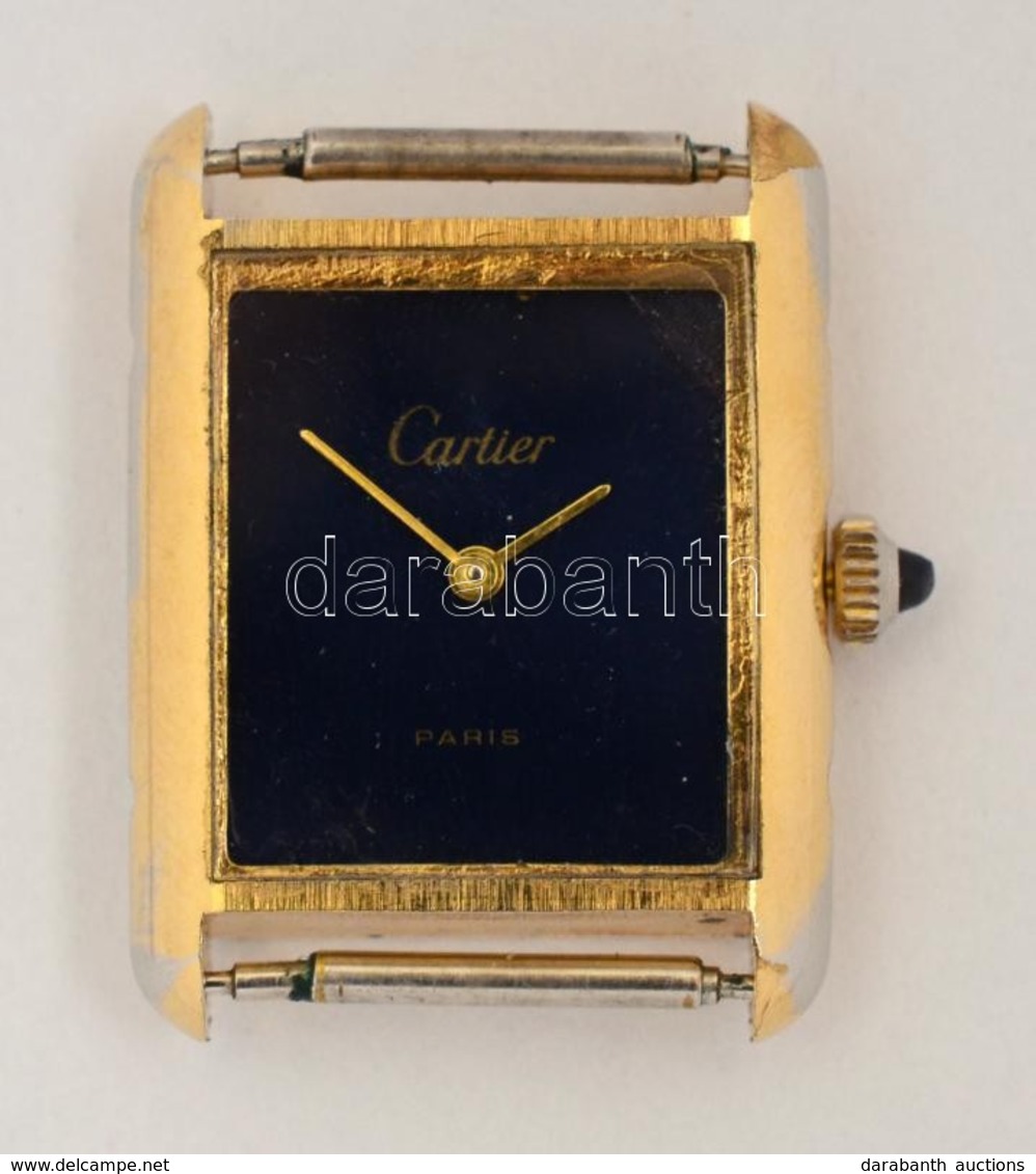 Cartier Tank Mechanikus Art Deco Karóra. Köves Felhúzókoronával, Működő, Jó állapotban.  27x30 Mm - Other & Unclassified