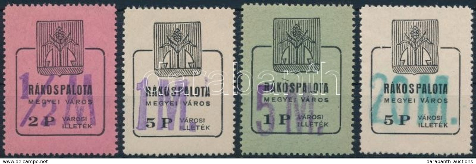 1946 Rákospalota Városi Illetékbélyeg 1/2M/2P Antiqua Betűtípussal, 1M/5P, 5M/1P, 20M/5P (25.500) - Unclassified