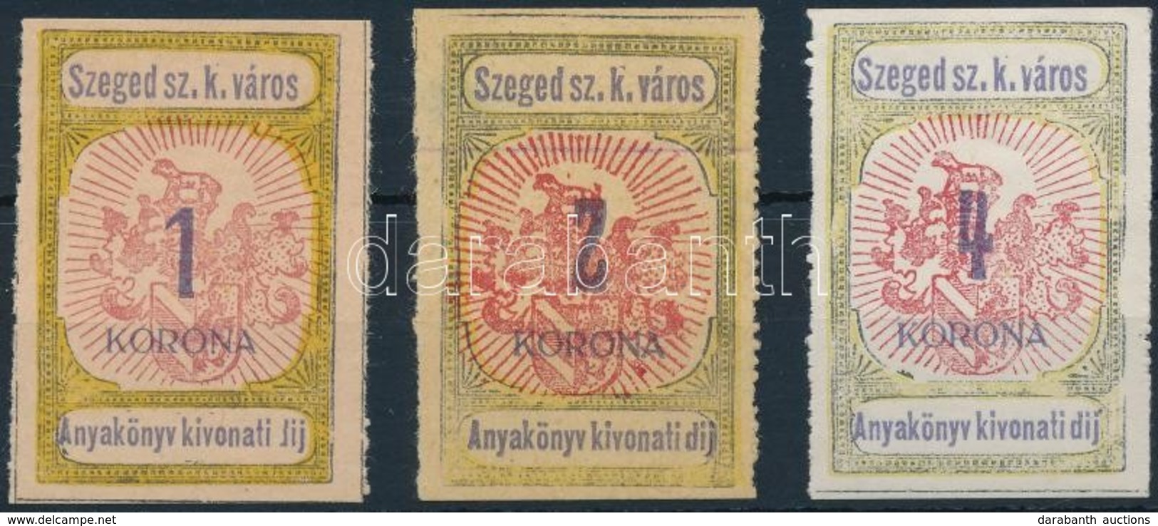 1918 Szeged Városi Anyakönyvi Kivonati Díj Sor (16.000) - Sin Clasificación