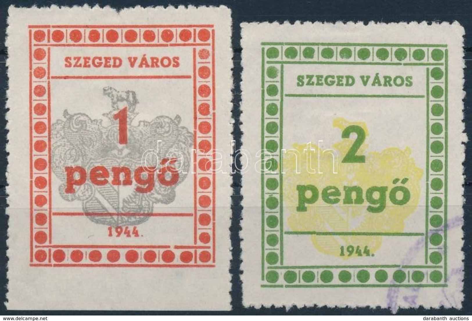 1944 Szeged Városi Illetékbélyeg 1P + 2P I. Típus (12.000) - Unclassified