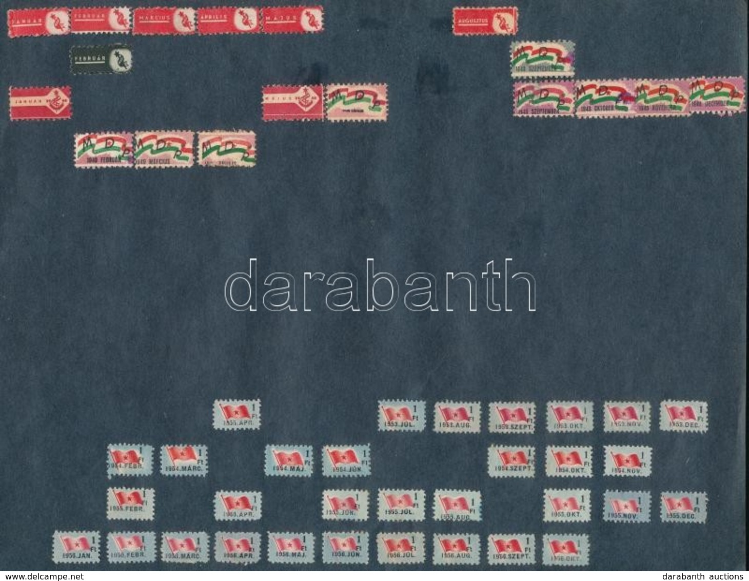 1948-1956 181 Db MDP, MKP, Közalkalmazotti Tagsági Bélyeg Lapokra Ragasztva - Unclassified