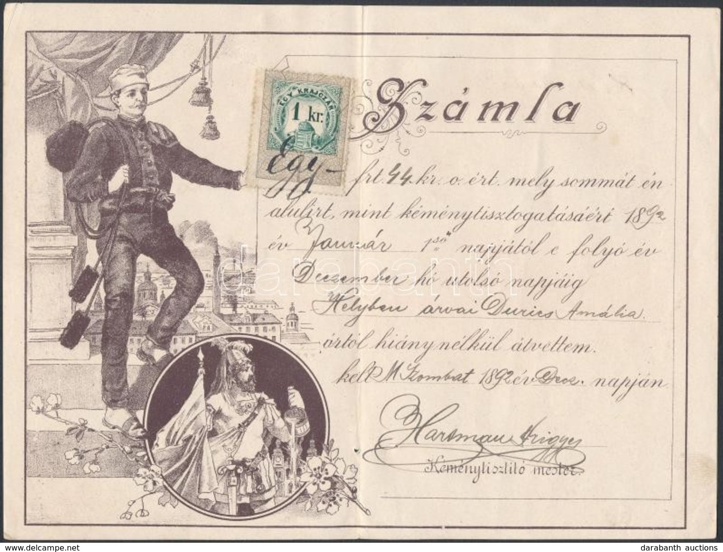 1882 Muraszombat Díszes Kéményseprő Számla / Chimneysweep Invoice - Unclassified