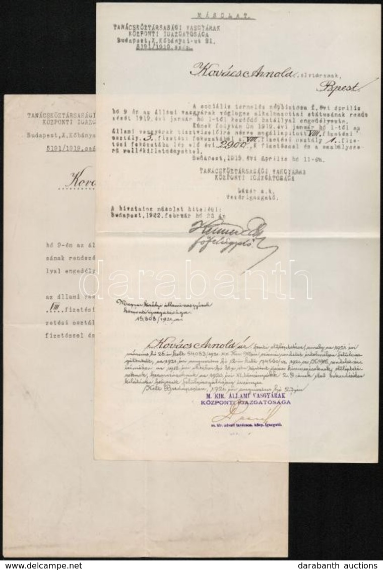 1919 Tanácsköztársaság Fizetésemelésről Szóló Két Okmány. - Unclassified