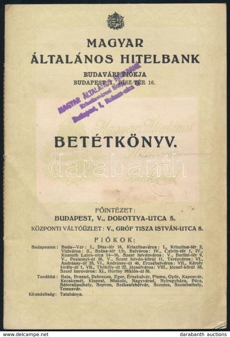 1946 A Magyar Általános Hitelbank Betétkönyve Adópengőről - Unclassified