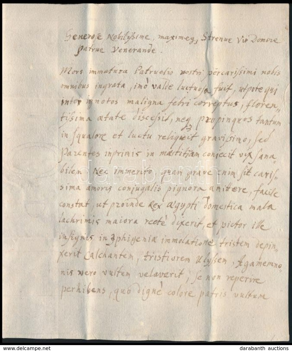 1672 Johann Melchior Von Oeynhausen (1618-1675) Halálozás Tárgyában íródott Latin Nyelvű Levele, Címeres Viaszpecséttel. - Unclassified
