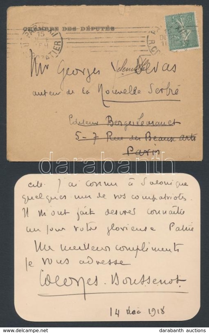Tony Georges Boussenot (1876-1974) Francia Politikus Saját Kézzel írt Köszönő Kártyája / 1918 Autograph Written Letter O - Unclassified