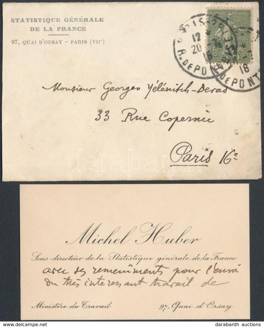 Michael Huber Francia Történész, Statisztikus Saját Kézzel írt Levele / Autograph Written Letter Of Michael Huber French - Unclassified
