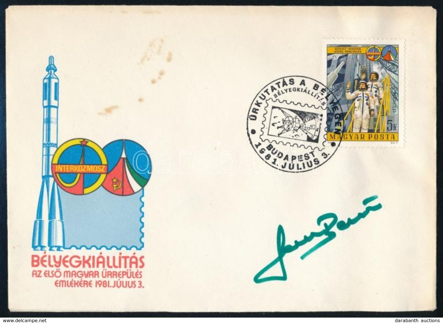 1980 Interkozmosz FDC Rajta Farkas Bertalan űrhajós Aláírásával - Other & Unclassified