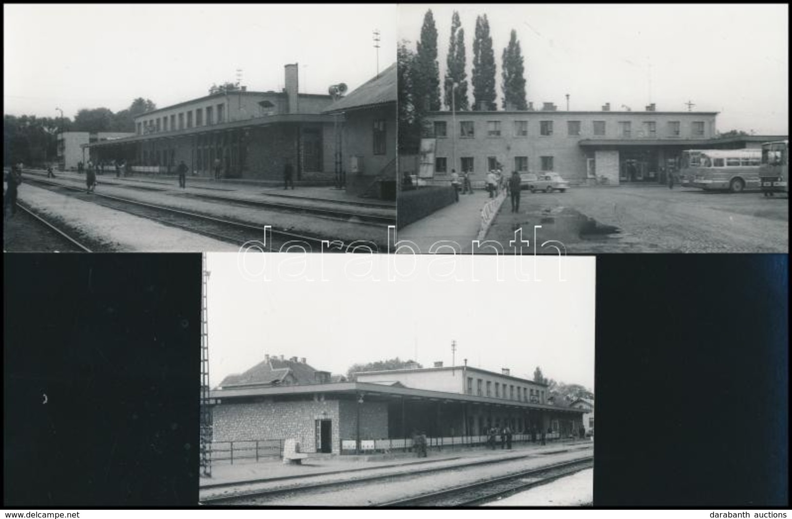 Cca 1960-1970 Linzbauer Tamás: A Keszthelyi Vasútállomás, 3 Db Fotó, Hátuljukon Feliratozva, Pecséttel Jelezve, 9×14 Cm - Other & Unclassified