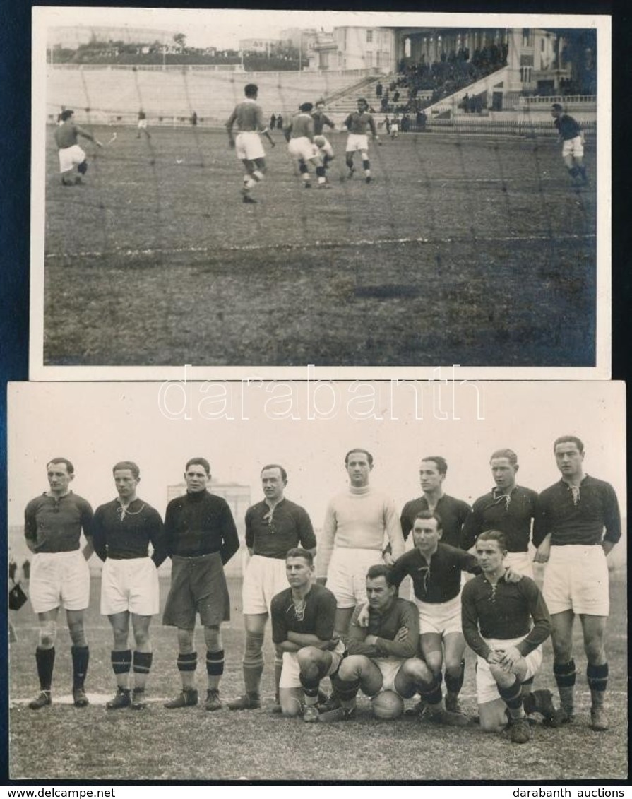 1932 Magyarország-Egyiptom Futballmérkőzés, 2 Db Fotólap, Hátuljukon Feliratozva, 9×14 Cm - Altri & Non Classificati