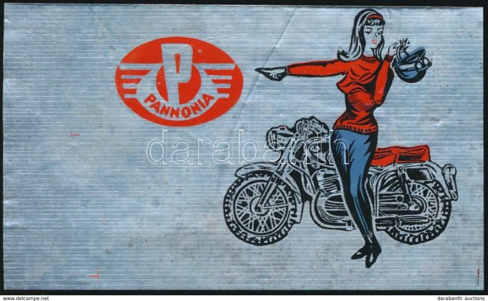 Cca 1965 Pannonia Motorkerékpár Alumínium Reklámmatrica - Pubblicitari