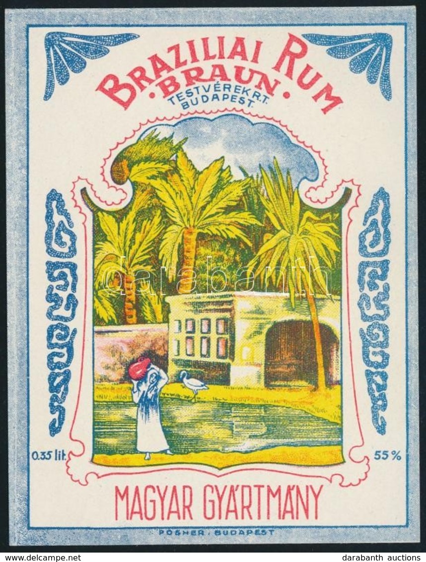 Cca 1910 Braziliai Rum Italcímke, Braun Testvérek, Posner, 10,5x8 Cm - Advertising