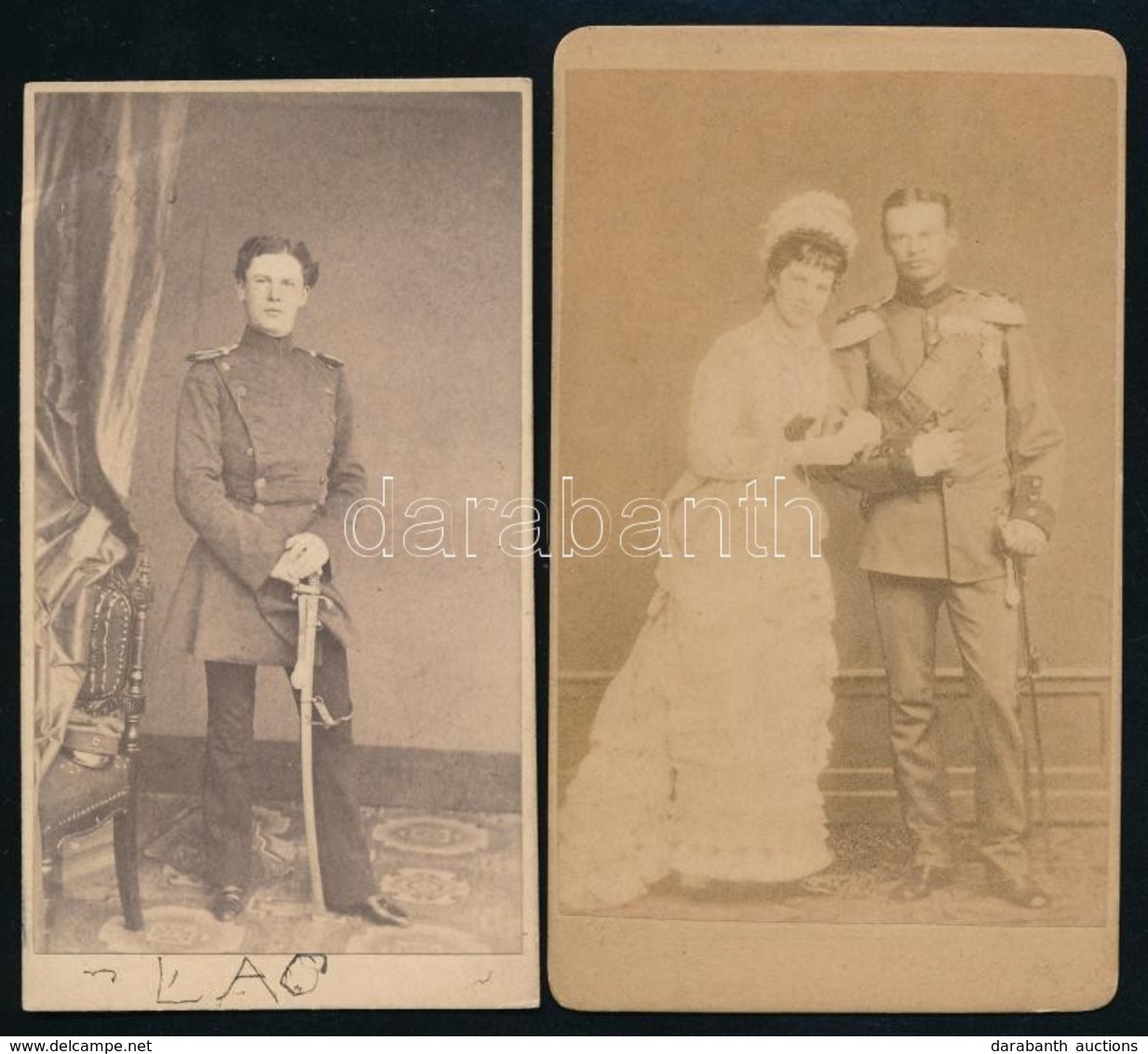 Cca 1863 Katonák, 2 Db Vizitkártya Méretű Vintage Fotó, 10,5x6 Cm és 10x5,5 Cm - Other & Unclassified