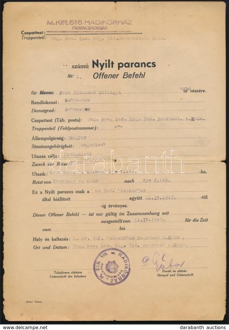 1945 Nyílt Parancs - Altri & Non Classificati