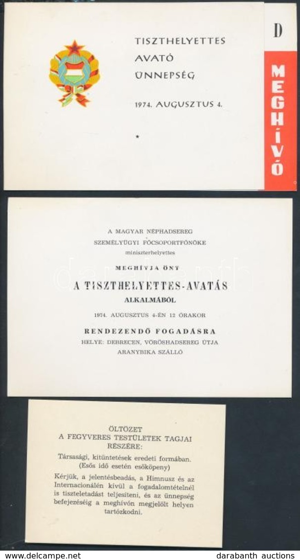 1974 Tiszthelyettes Avató ünnepség Meghívó és Egyenruha Viselési Utasítás - Other & Unclassified