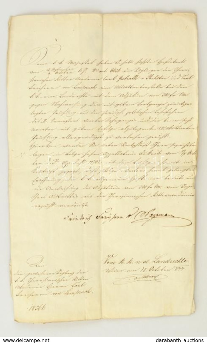 1844 Bécs, Német Nyelvű Levél Karl Von Lempruch és Karl Von Puchstein Felvételéről A Theresianumba, Rányomott Viaszpecsé - Other & Unclassified