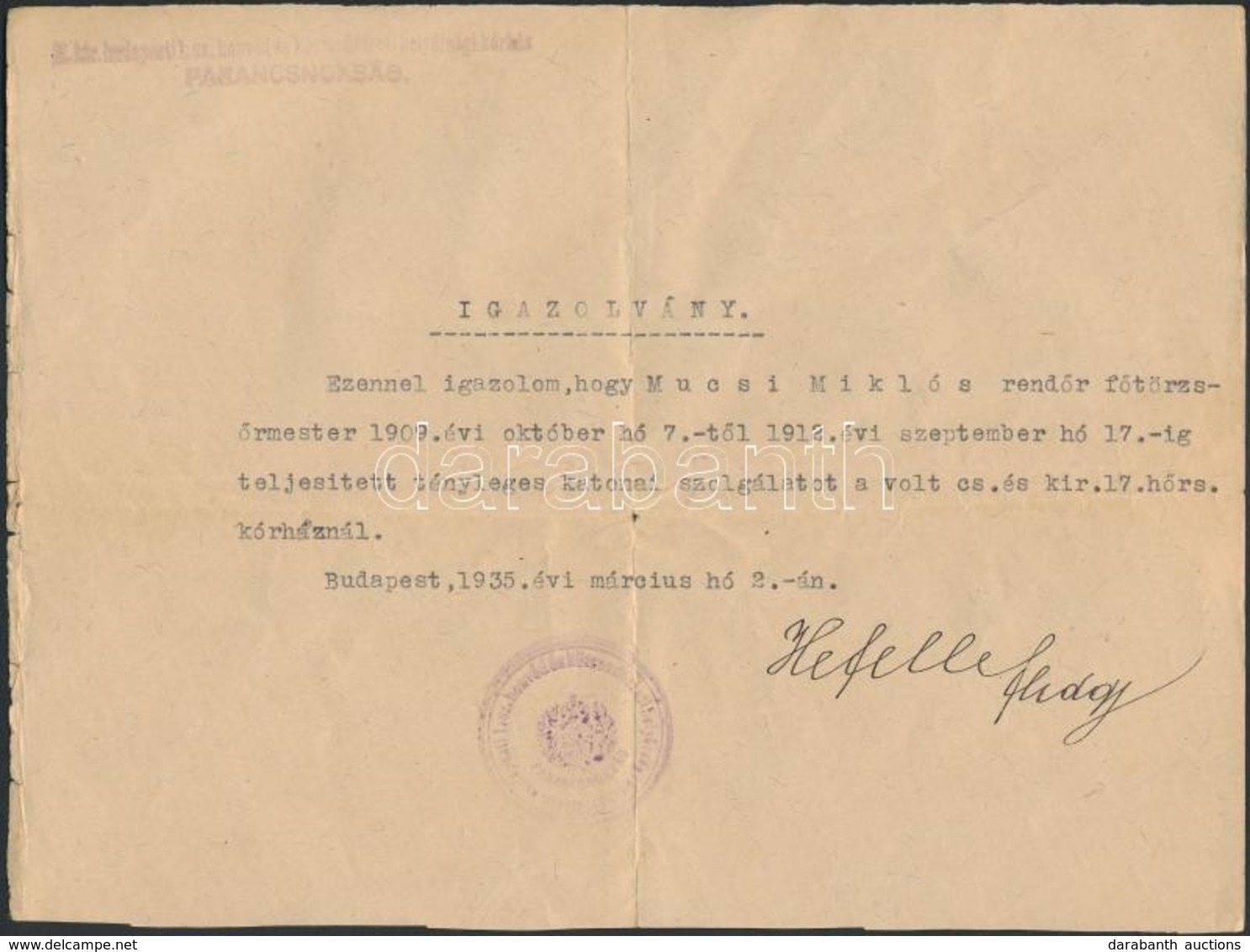 1935 Igazolás Katonai Szolgálatról, Pecséttel, Illetve Igazolás A Magyar állampolgárságról, 1942-ből, Illetékbélyeggel. - Other & Unclassified