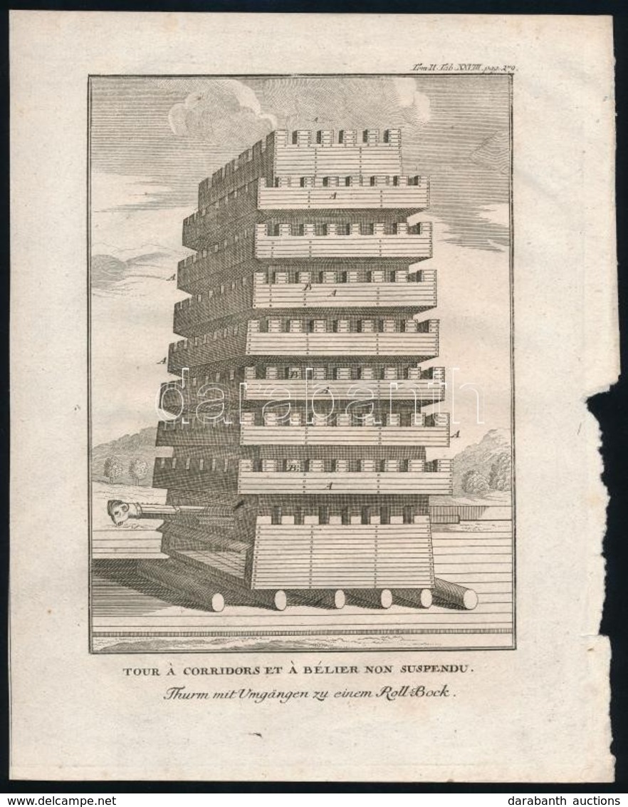 Cca 1750 5 Db Hadászattal Kapcsolatos Rézmetszet A 'Histoire De Polybe' Kötetből 25×20,5 Cm / 5 Military Etchings - Other & Unclassified