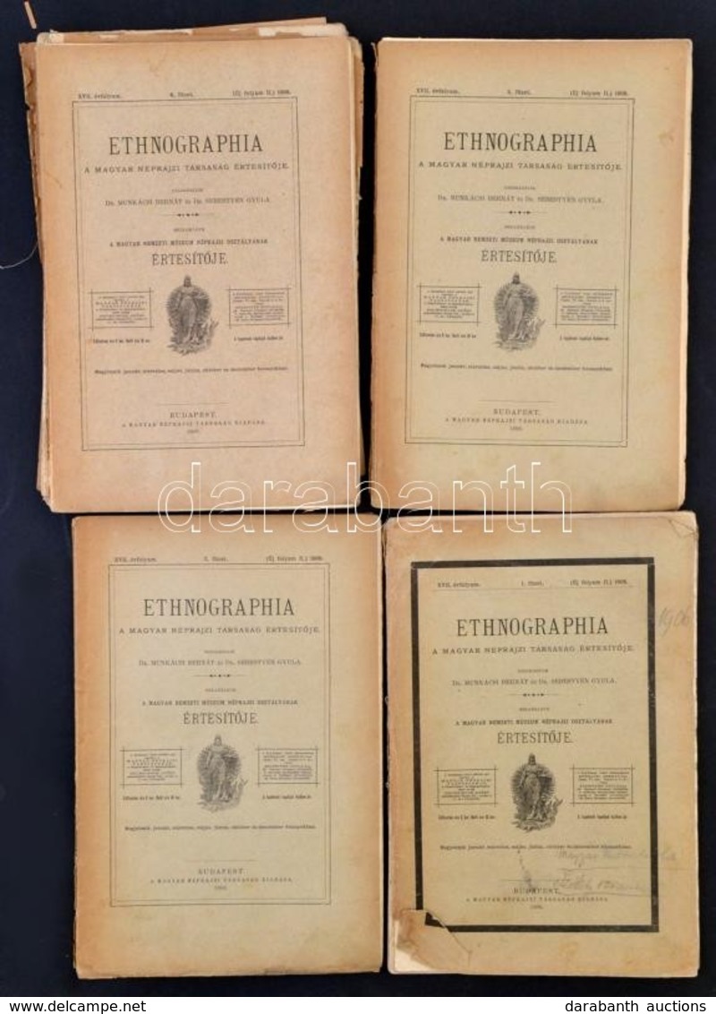 1906 Ethnographia. Magyar Néprajzi Társaság értesítője. XVII. évf. 1-6. Szám. Szerk.: Dr. Munkácsi Bernát, Dr. Sebestyén - Unclassified