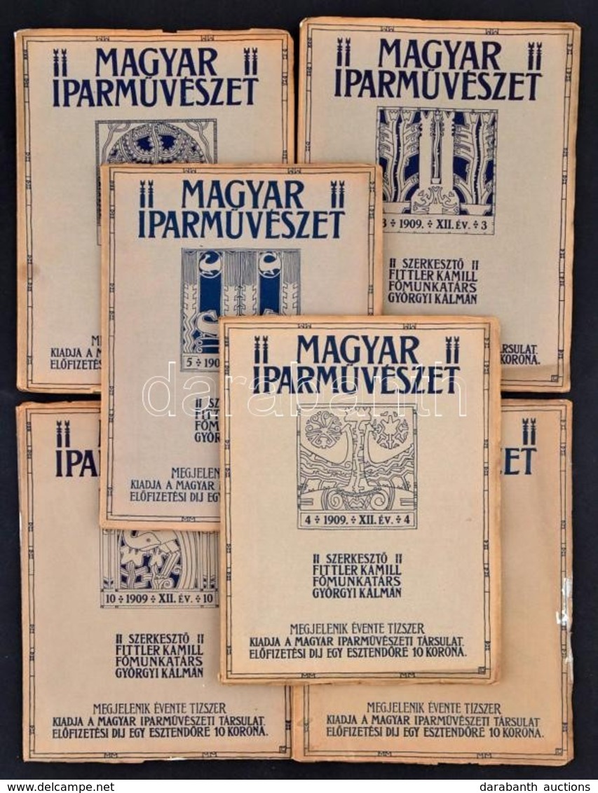 1909 A Magyar Iparművészet 6 Lapszáma (2. évf. 2-5., 8., 10. Sz.), Példányonként Változó, Kissé Sérült Papírkötésben, Sz - Non Classificati