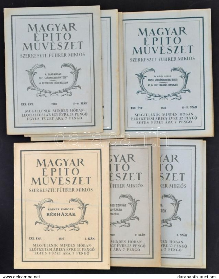 1930 A Magyar Építőművészet 30. évf. 1-12. Lapszáma, érdekes írásokkal, Jó állapotban - Unclassified