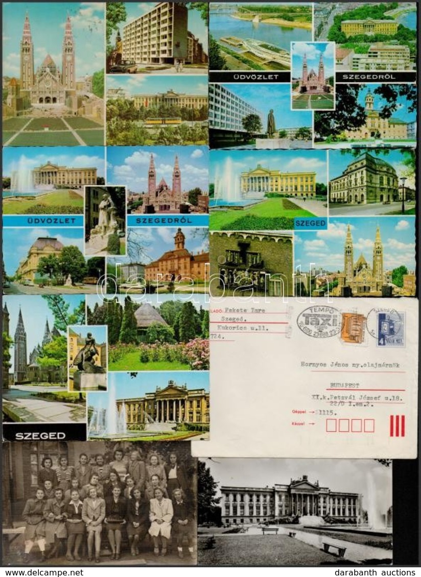 Cca 1938-1970 Szegedi Vonatkozású Papírrégiségek, Modern Képeslapok, Számlák, Szegedi Néplap, Stb. - Unclassified
