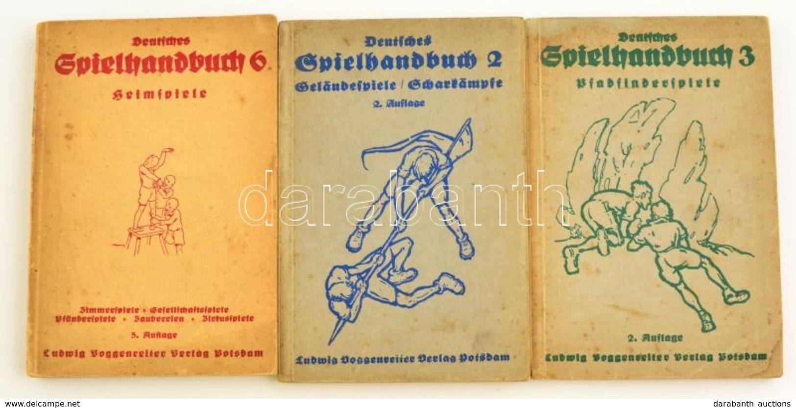Deutsches Spielhandbuch. 1., 2., 6. Köt. Potsdam, 1929-1930, Ludwig Voggenreiter. Kissé Foltos Papírkötésben, Egyébként  - Unclassified