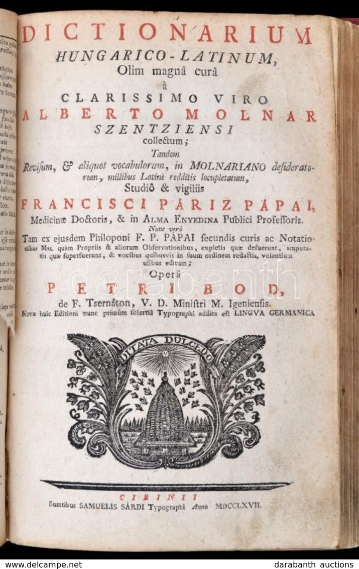 Pápai Páriz Francisc(us) - Bod Petrus: Dictionarium Latino-hungaricum... Tomus I-II (Cibinii). Nagyszeben, 1768 Samuelis - Unclassified