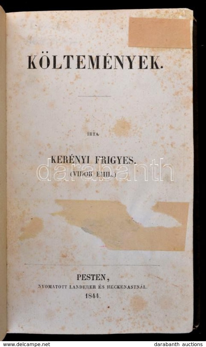 Kerényi Frigyes (Vidor Emil): Költemények. Pest, 1844, Landerer és Heckenast, 188+6 P. Első Kiadás.
Korabeli Egészvászon - Unclassified