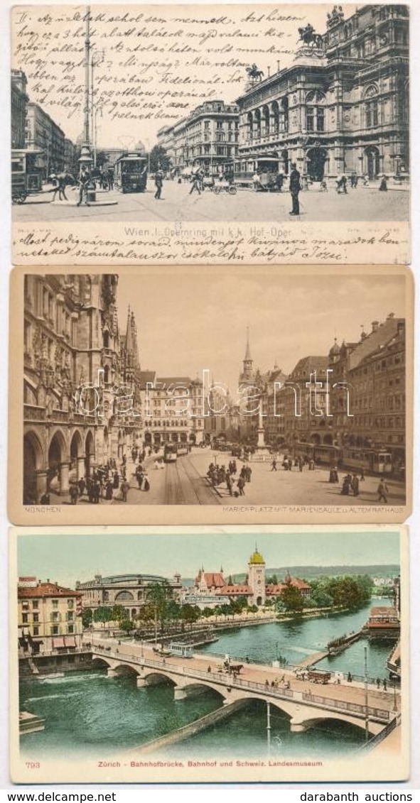 ** * 58 Db Főleg Régi Külföldi Városképes Lap / 58 Mostly Pre-1945 European And Worldwide Town-view Postcards - Non Classés