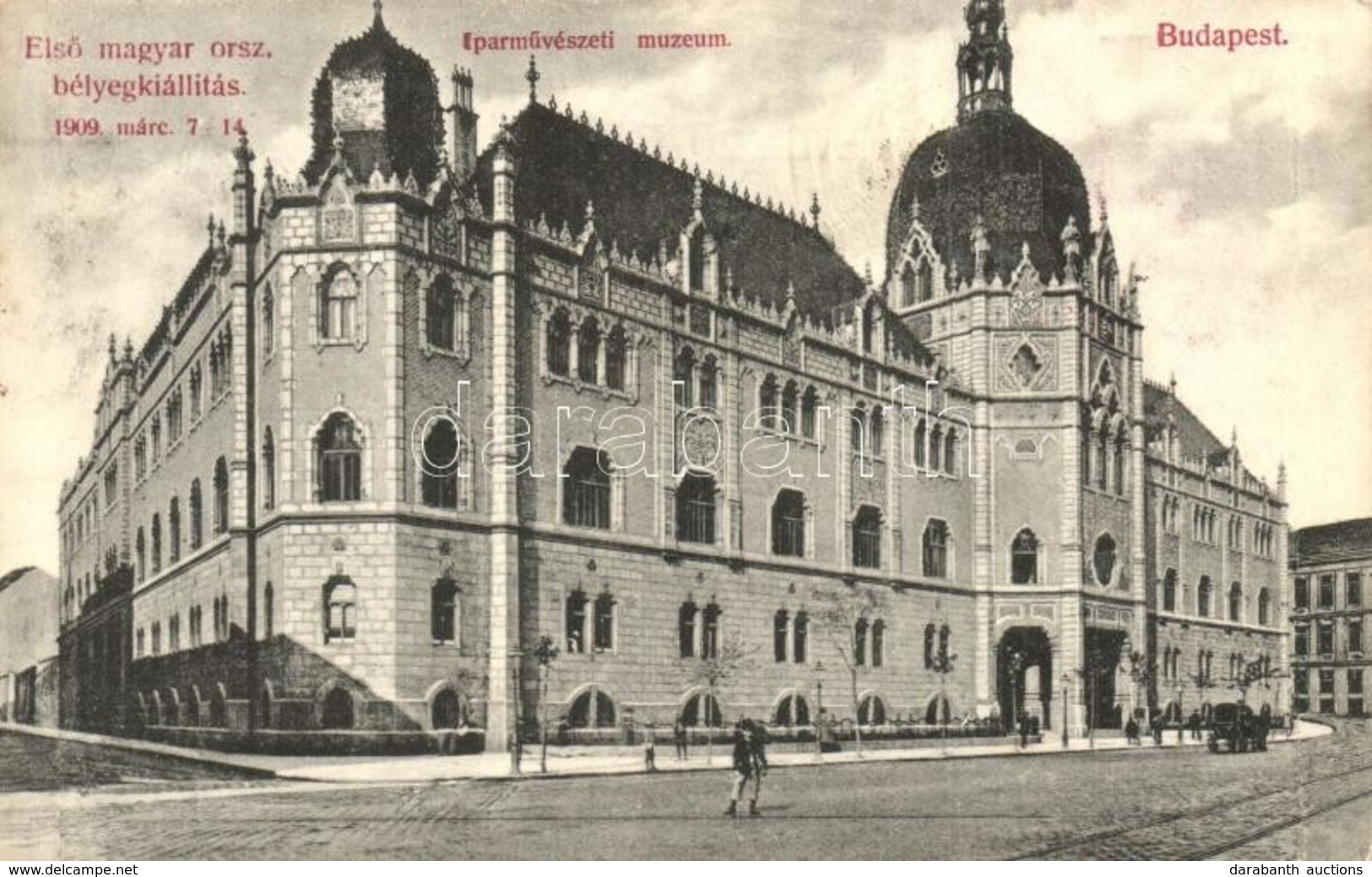 * T2/T3 1909 Budapest IX. Iparművészeti Múzeum, Első Magyar Orsz. Bélyegkiállítás. Divald Károly Kiadása + 1923 II. Orsz - Unclassified