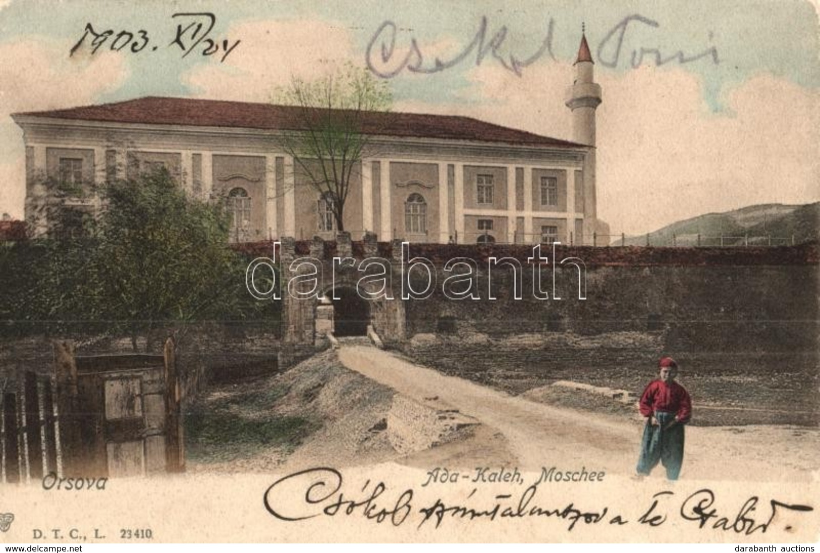 T3 Ada Kaleh (Orsova), Mecset Török Kisfiúval / Moschee / Mosque With Turkish Boy (EM) - Unclassified