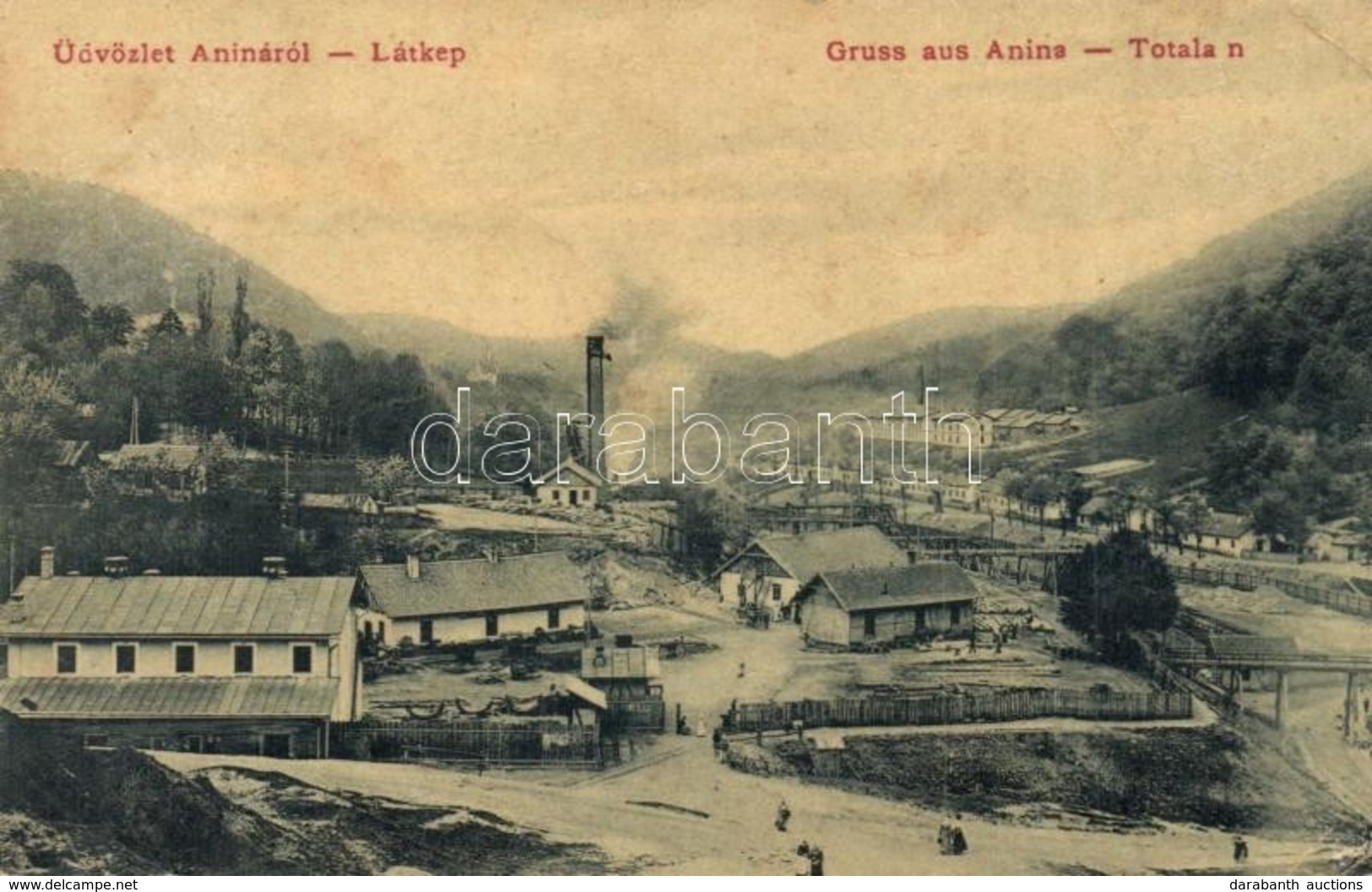 T2/T3 Anina, Stájerlakanina, Steierdorf; Vasgyári Látkép, Fűrésztelep. 1184. Káden József Kiadása / Iron Works, Factory  - Unclassified