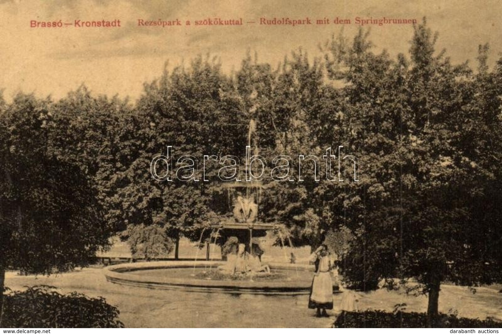 T2 Brassó, Kronstadt, Brasov; Rezső Park, Szökőkút. W.L. 127. / Park With Fountain - Unclassified