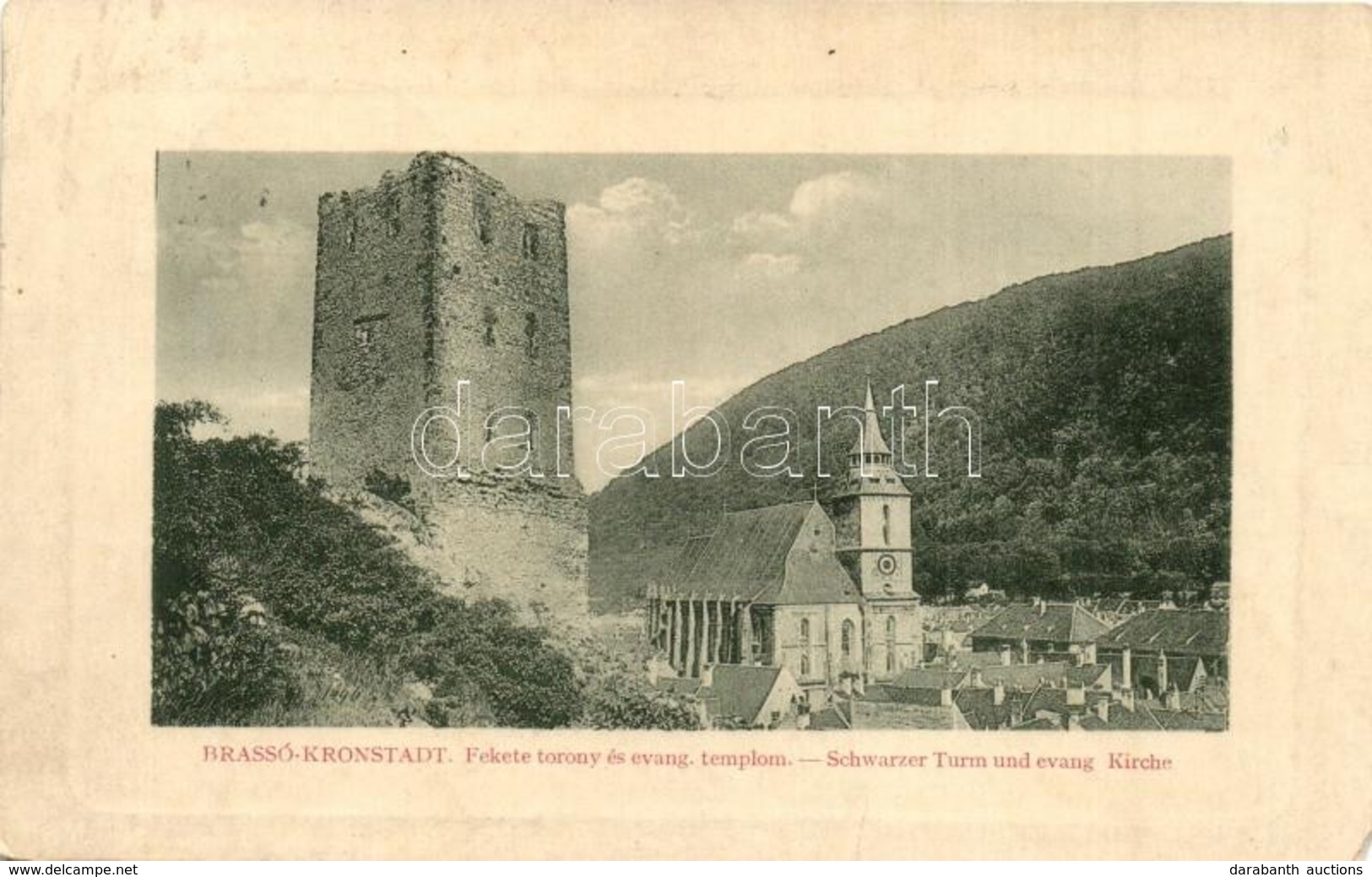 T2/T3 Brassó, Kronstadt, Brasov; Fekete Torony és Evangélikus Templom. W.L. Bp. 6863. / Black Tower And Church (kis Saro - Unclassified